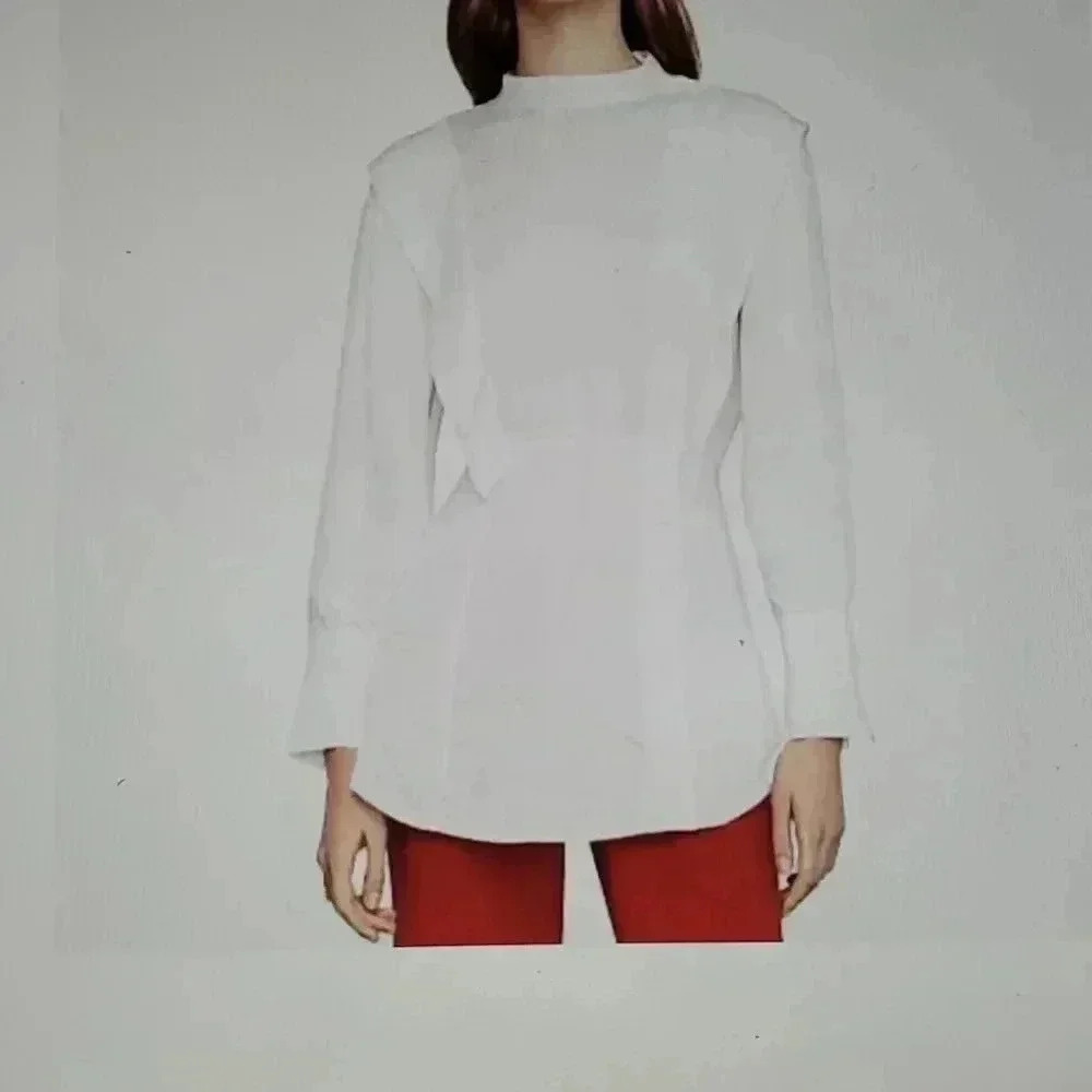 BCBG MAXAZRIA LONG SLEEVE WHITE SHIRT